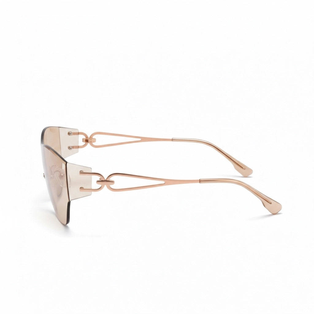Gold-framed sunglasses on a white background