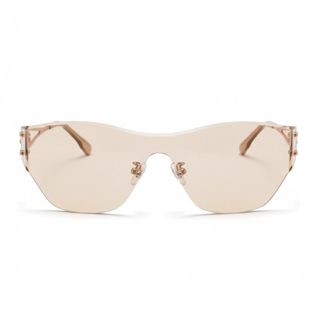 Beige sunglasses with a white background