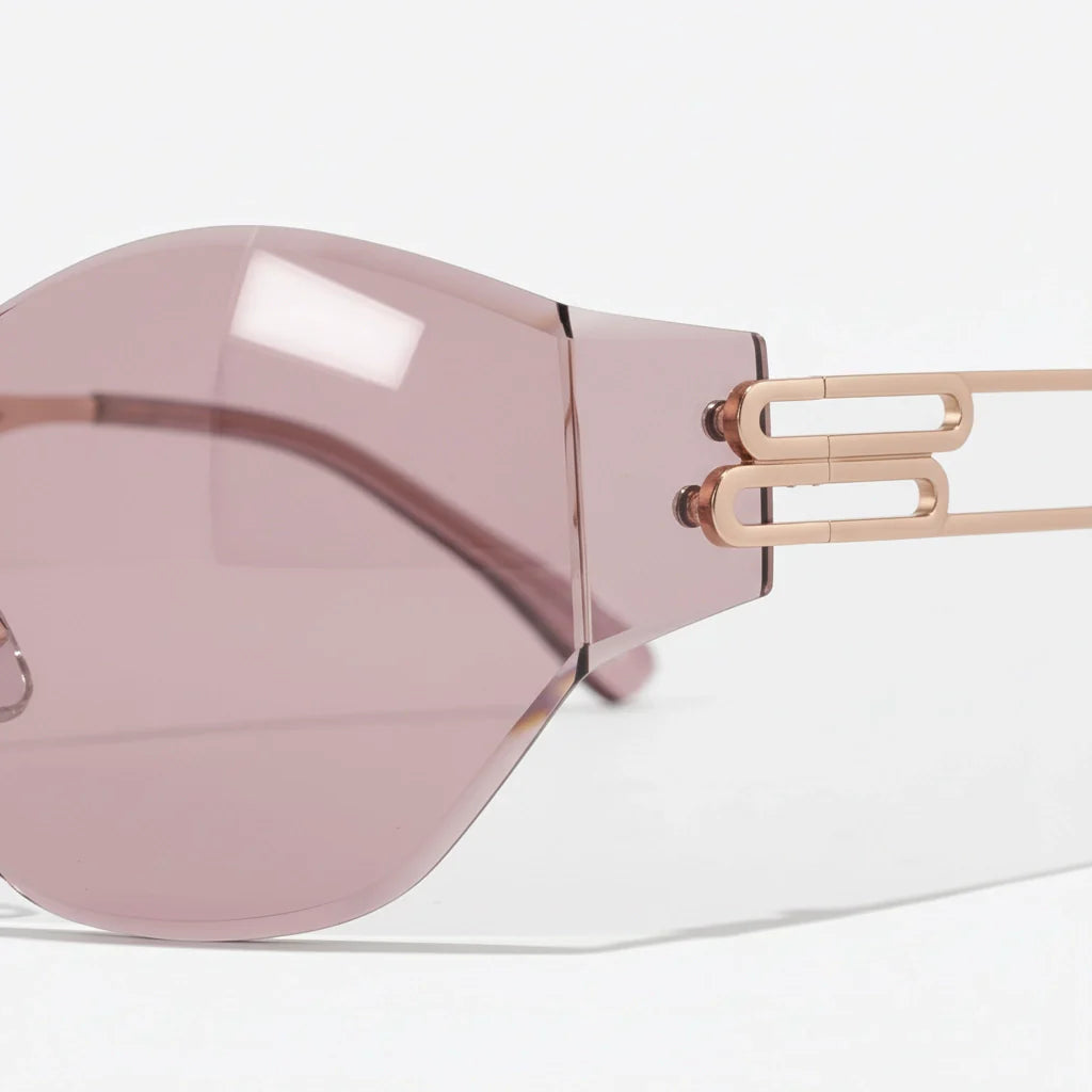 Rose Quartz Rimless Cat Eye The2025shadethatsoldout31times Finaldrop for BAPORSSA sunglasses