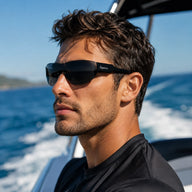 Sprint black model wearing BAPORSSA sunglasses