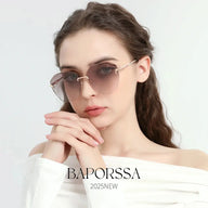 BAPORSSA Stylish Geometric Sunglasses BAPORSSSAGold Frame Oversized Gradient Lenseswith UVProtection
