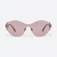 BAPORSSA Translucent Pink Shield Sunglasses Modern Minimalismwith Rose Gold Accents
