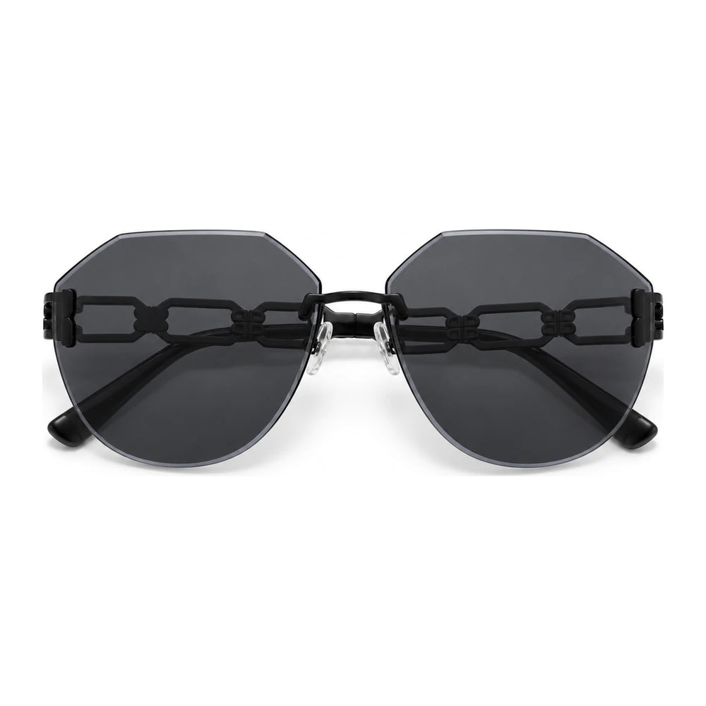 Arc Rimless Chain-Temple Gradient Sunglasses in Black