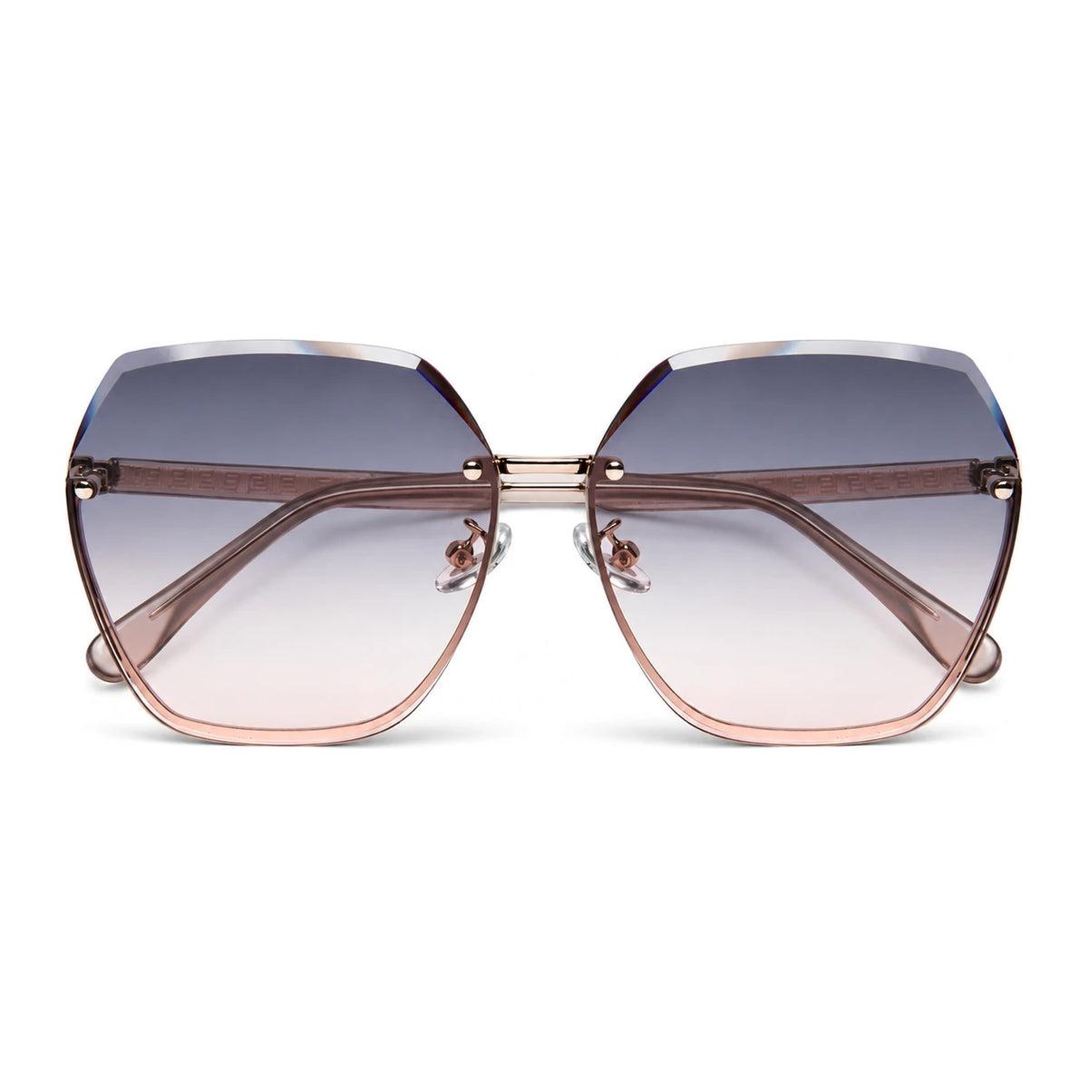 BAPORSSA Contour sunglasses in Gradient Grey Pink, front view on a white background