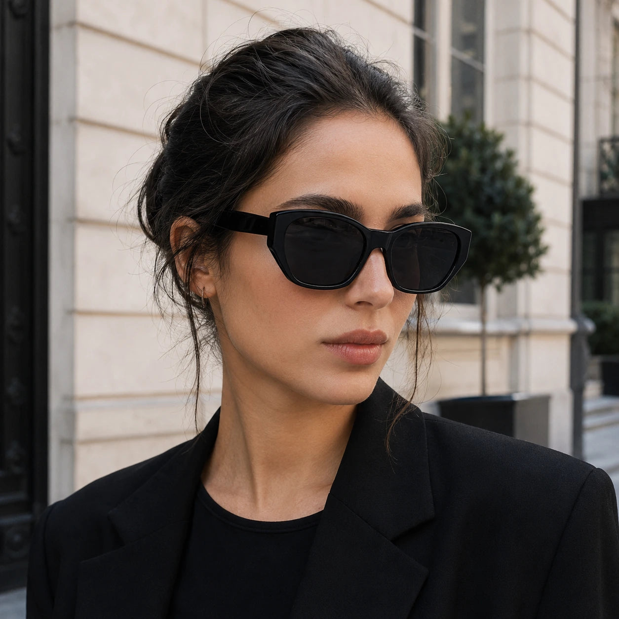 BAPORSSA dune classic black cat eye sunglasses blazer style