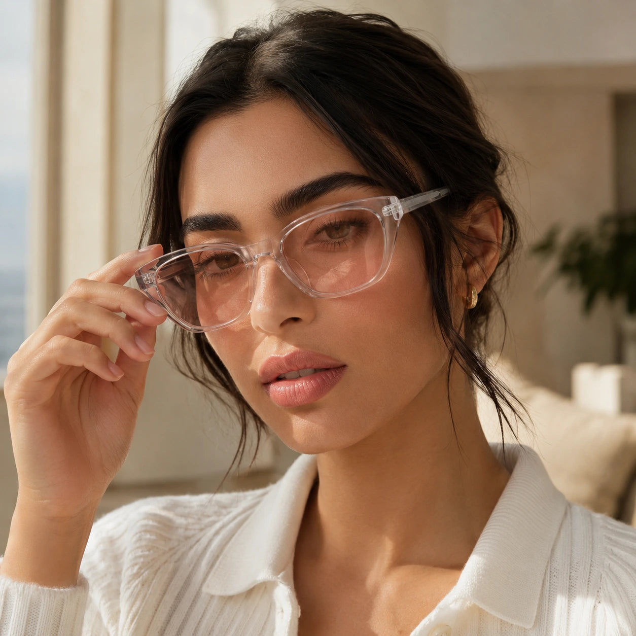 BAPORSSA dune transparent frame sunglasses close up