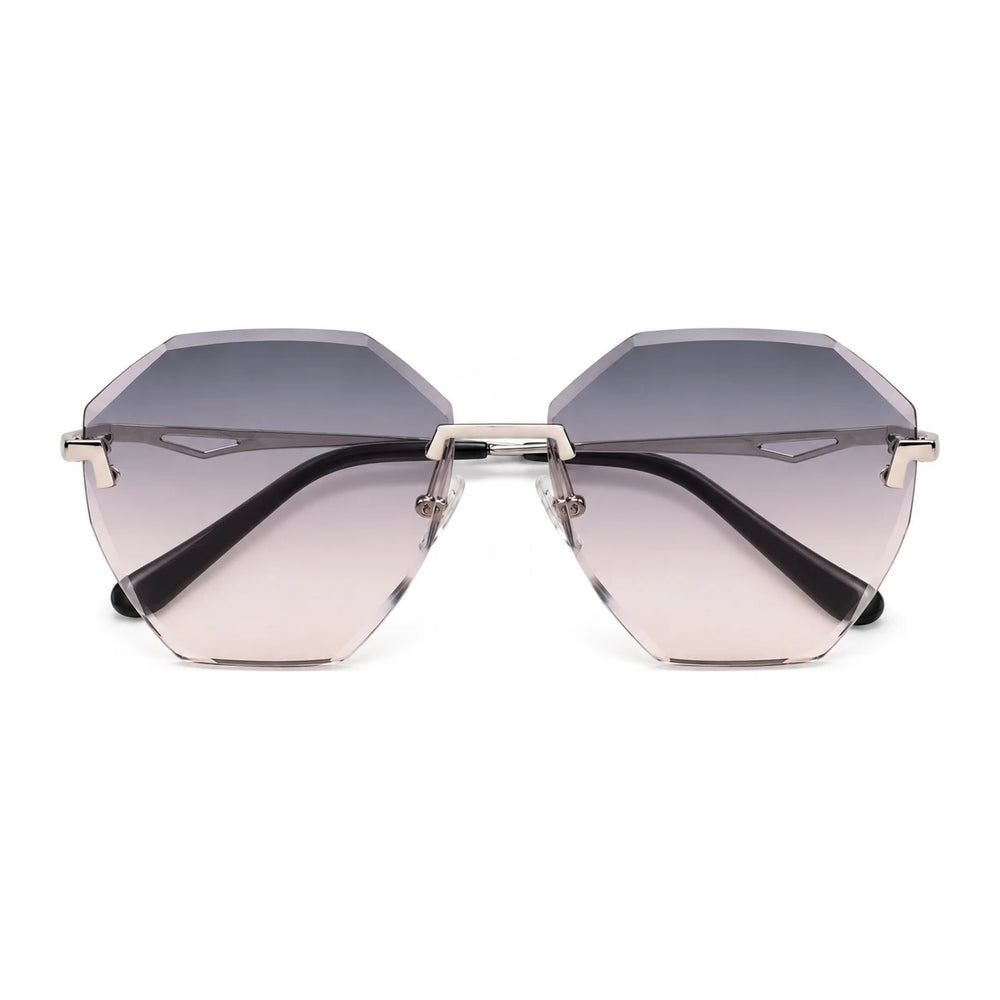 Glow randloze fotochrome zonnebril met verloopglazen in Verloop Grijs Roze