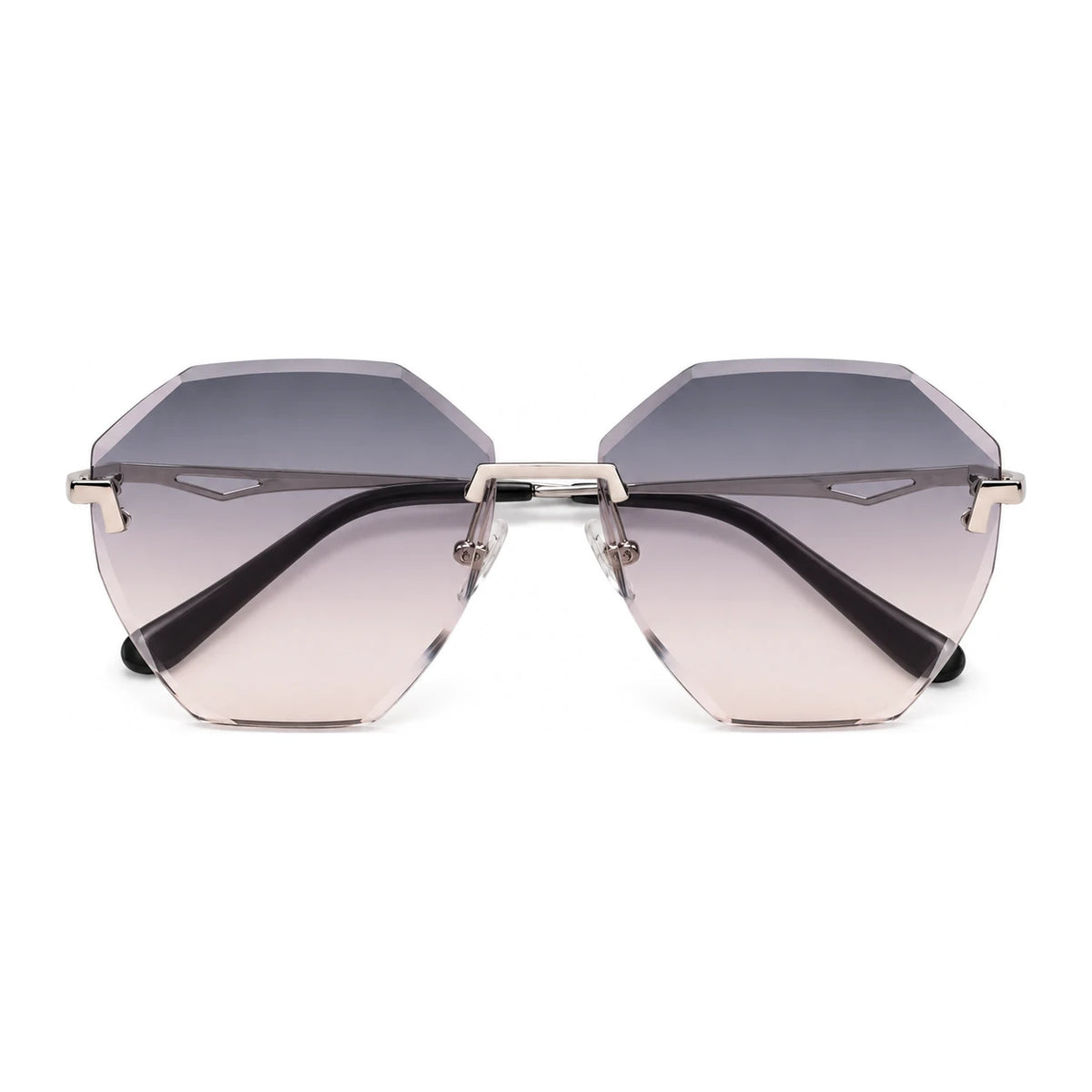BAPORSSA Glow sunglasses in Gradient Grey Pink, front view on a white background