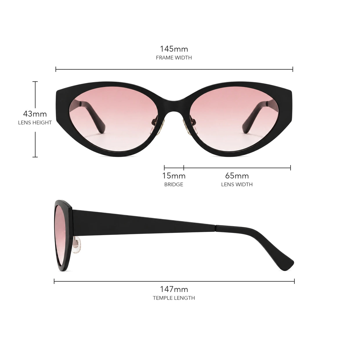 Lyra size guide with frame measurements