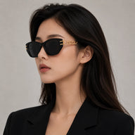 BAPORSSA noir black sunglasses gold geometric temple profile