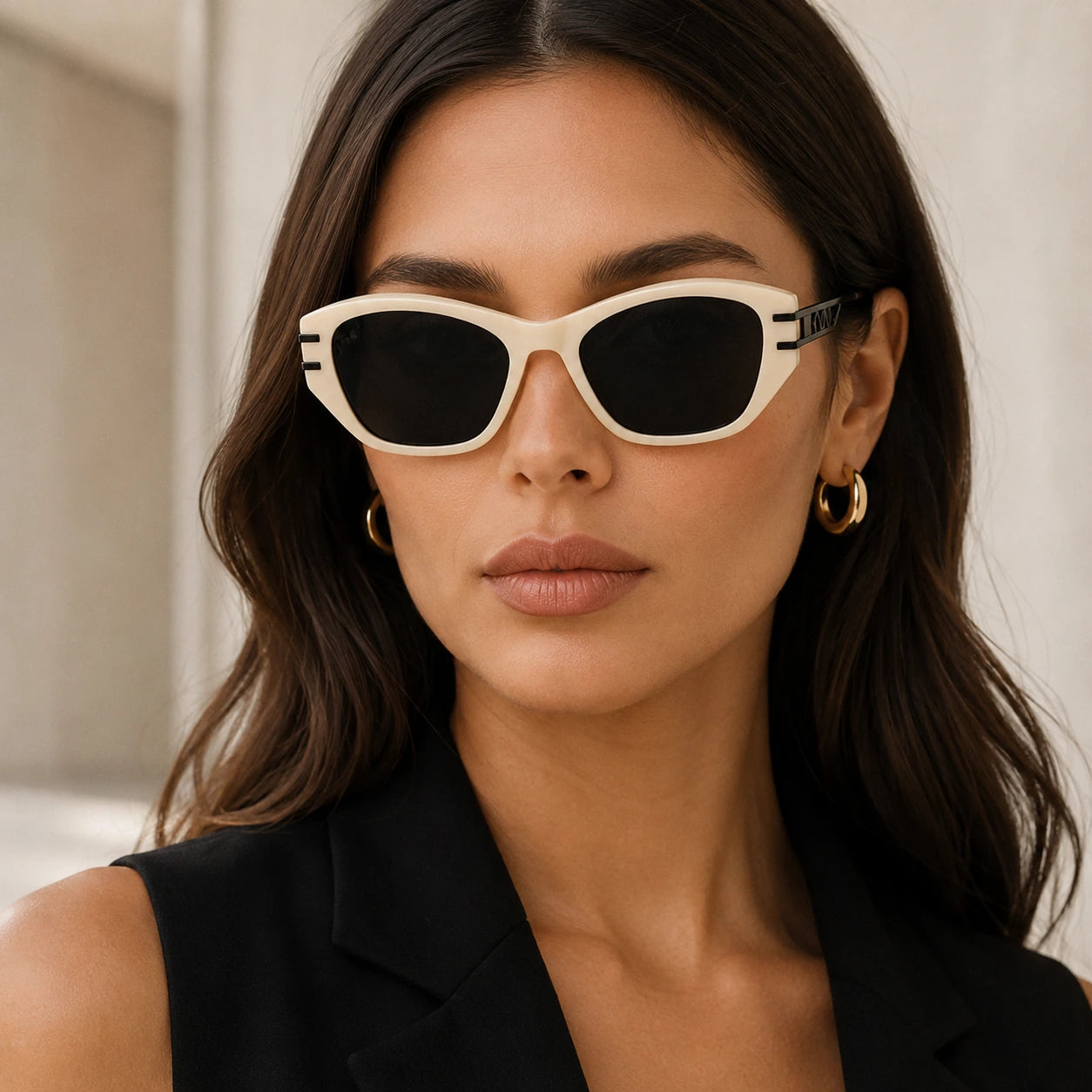 BAPORSSA noir cream acetate sunglasses front view