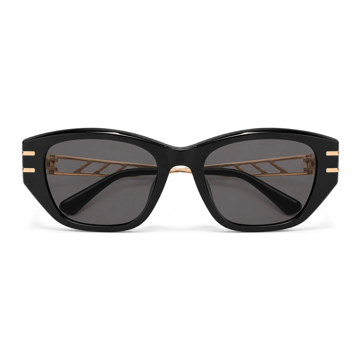 BAPORSSA Noir sunglasses in Gold Black, front view on a white background