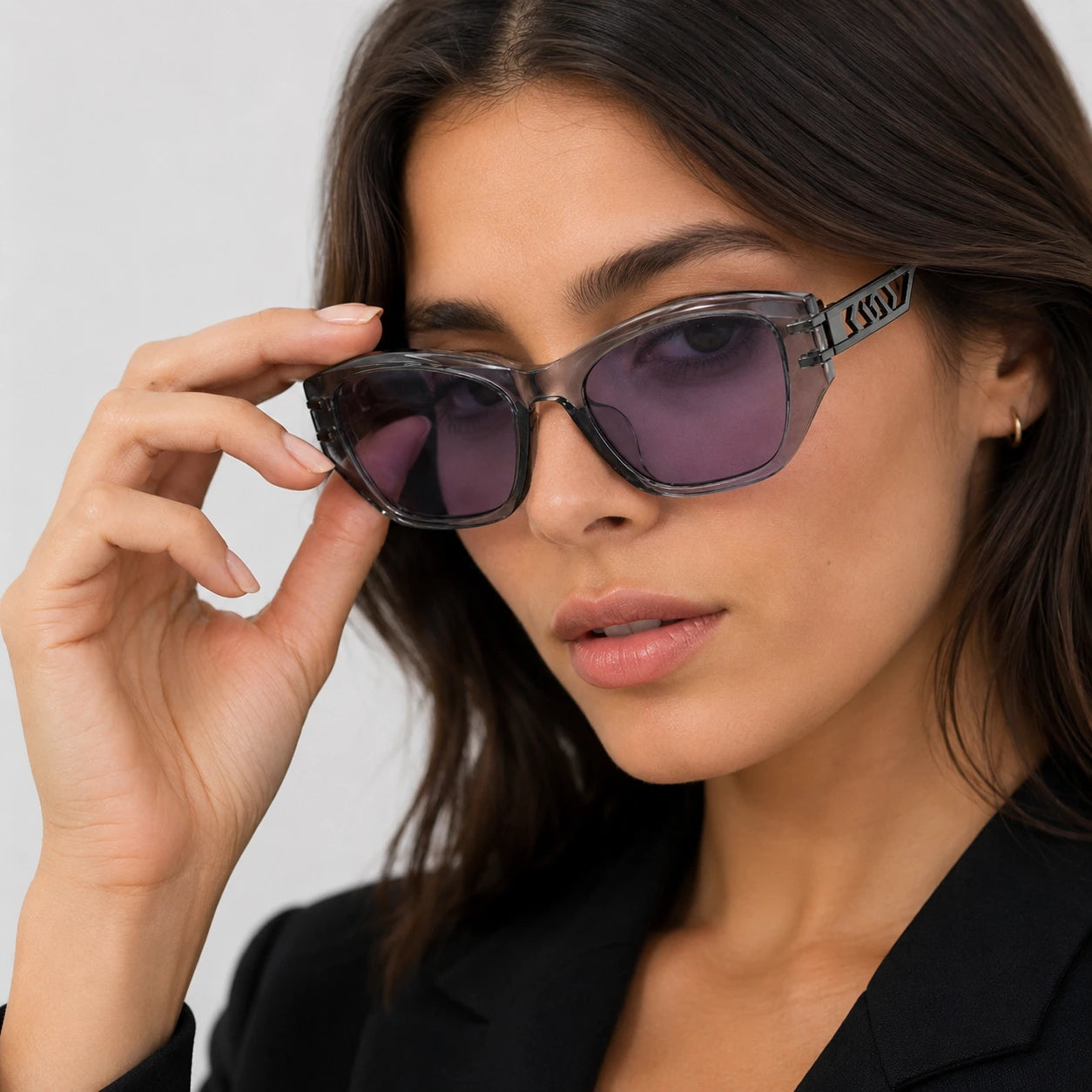 BAPORSSA noir purple lens sunglasses city street style