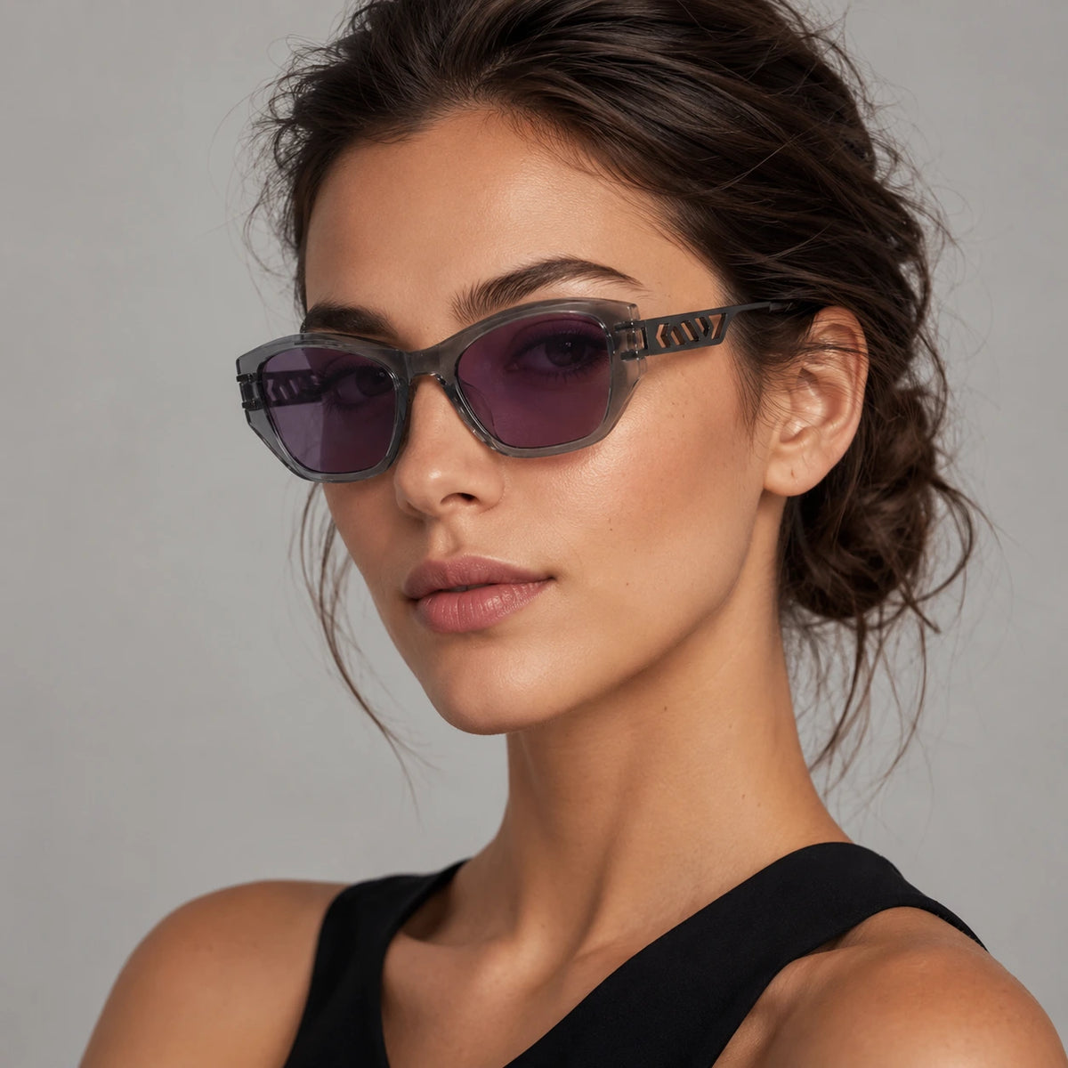 BAPORSSA noir smoke grey purple lens sunglasses three quarter