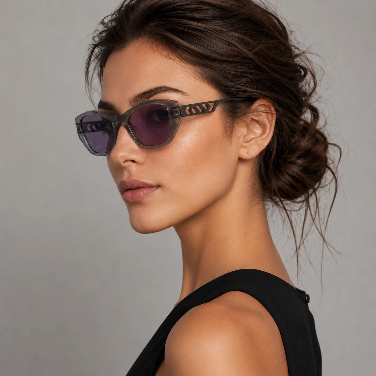 BAPORSSA noir violet lens sunglasses side profile