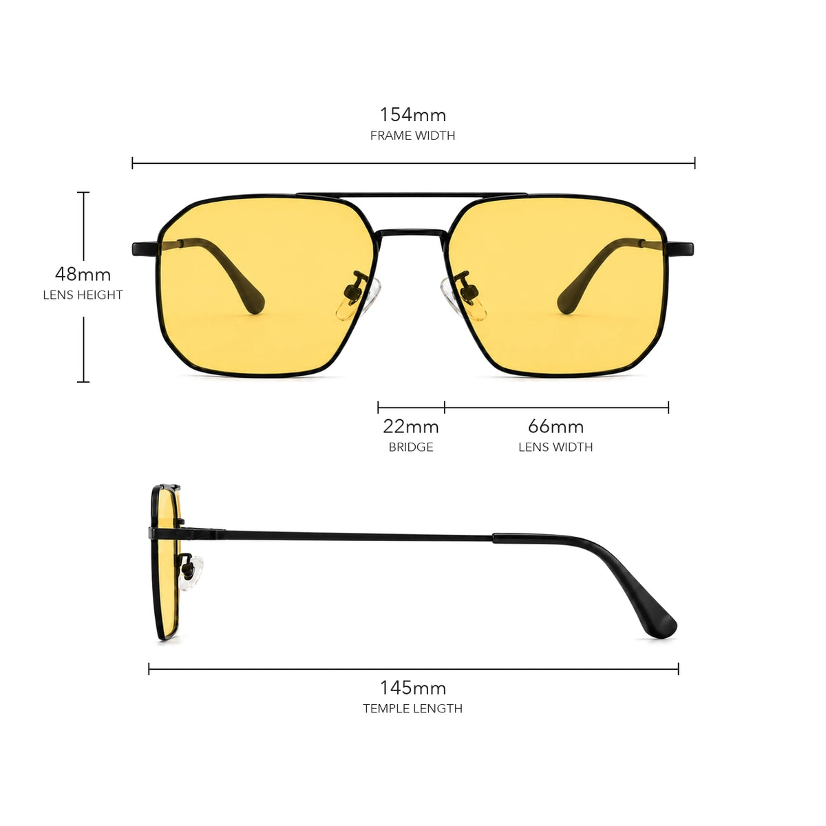 Shift | Photochrome Pilotenbrille aus Titan-Größentabelle mit Rahmenmaßen