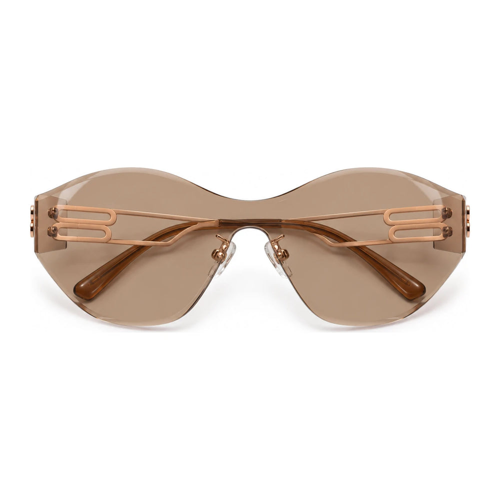 Vanguard Rimless Shield Gradient Sunglasses in Bronze