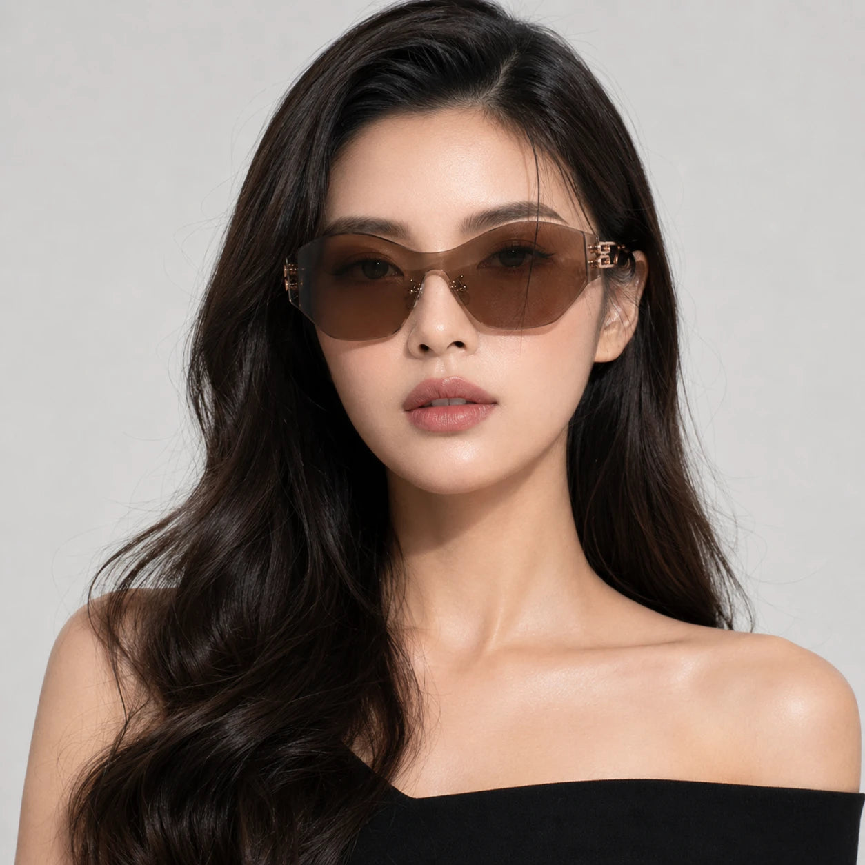 BAPORSSA vanguard brown shield sunglasses front view