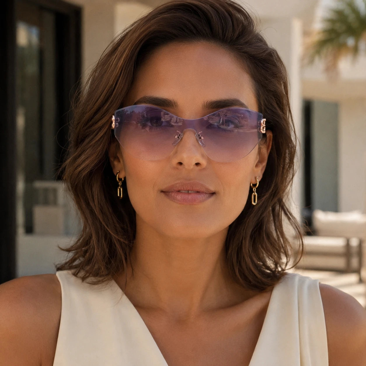 BAPORSSA vanguard purple gradient shield sunglasses front