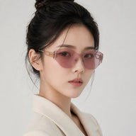 BAPORSSA vanguard rimless butterfly sunglasses three quarter