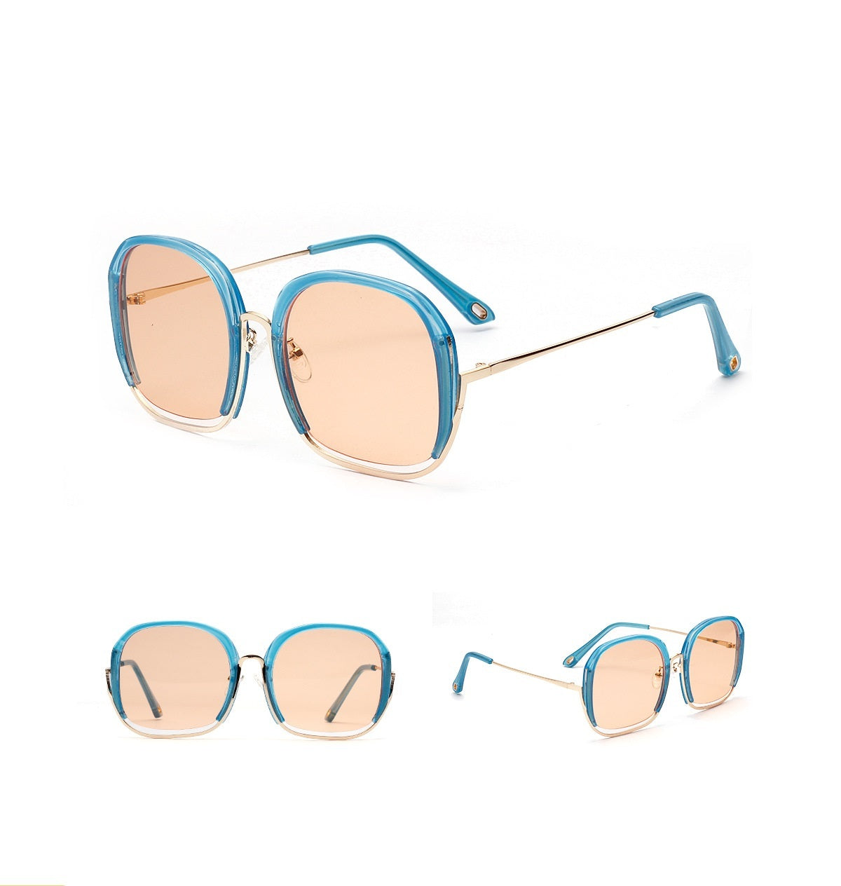 BAPORSSA Colorful Fashionable Large Half Frame Sunglasses For Women