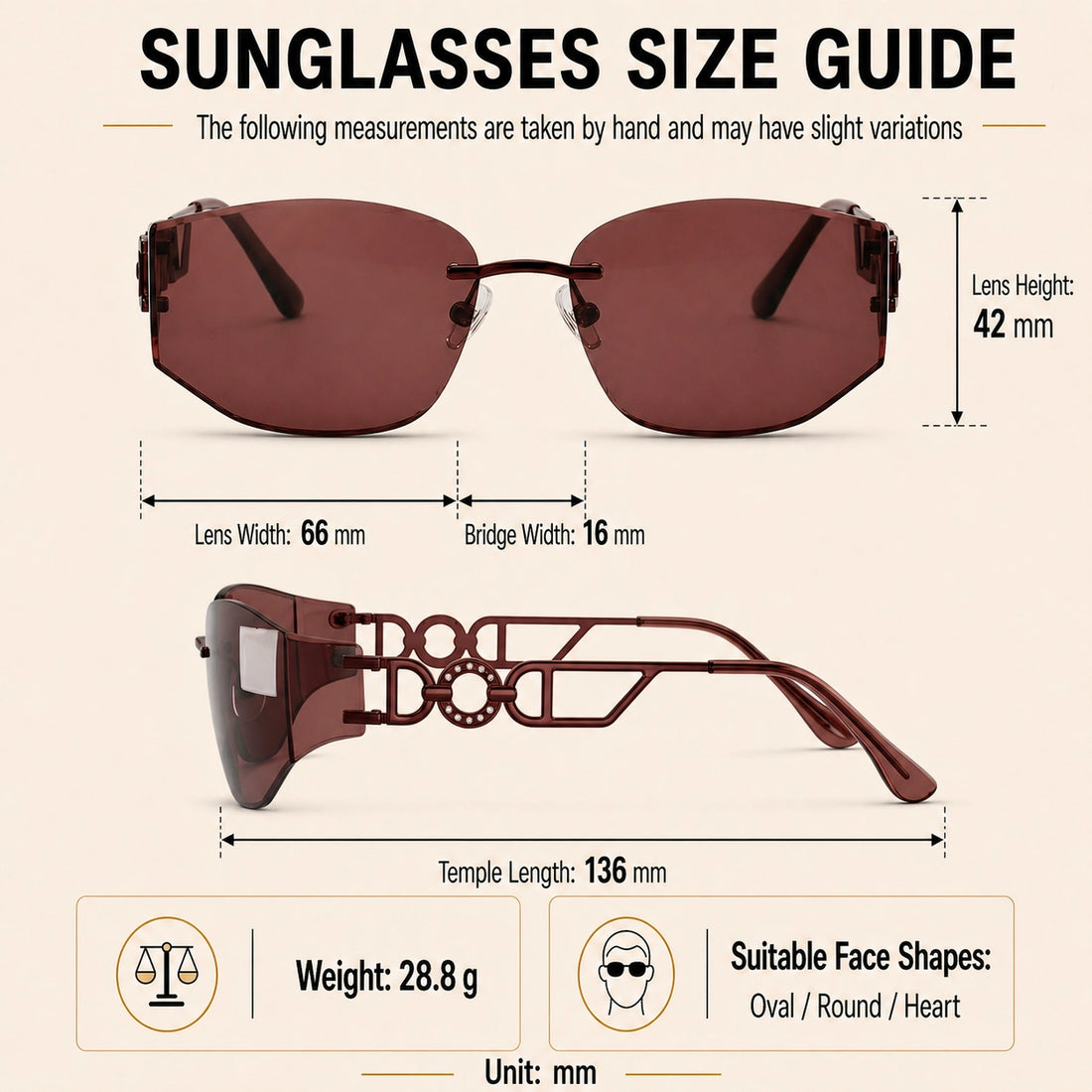 Muse | Randlose Sonnenbrille im Cat-Eye-Stil mit Farbverlauf fit and size guide