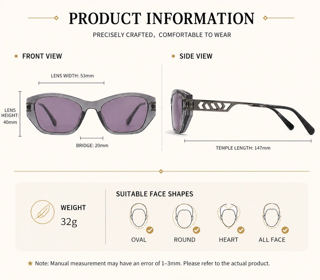 Noir Structured Cat-Eye Sunglasses fit and size guide