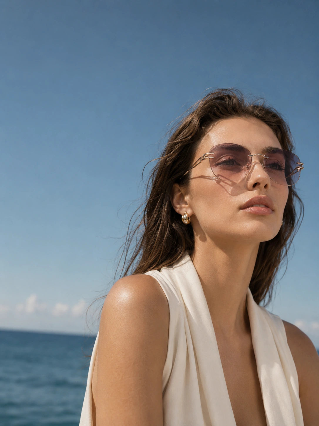 Rimless sunglasses style guide background
