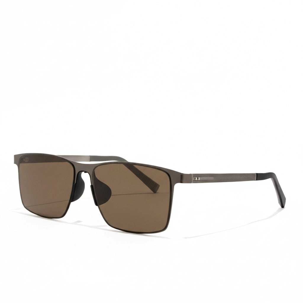 Sunglasses with brown lenses on a white background
