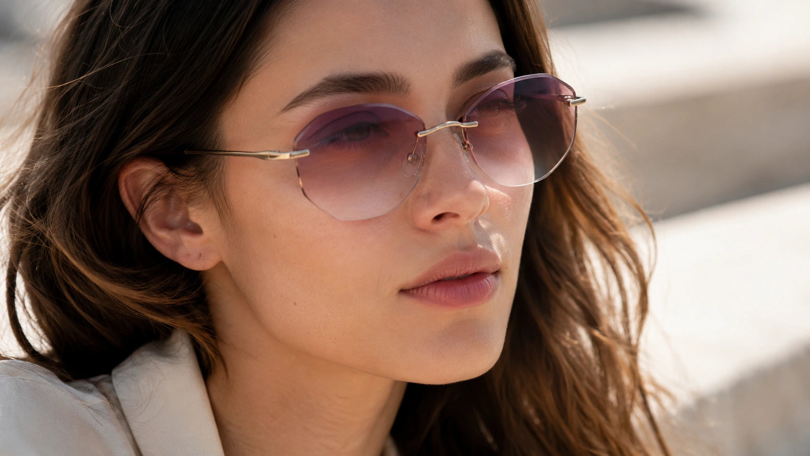 Soft gradient sunglasses gently soften the area around the eyes