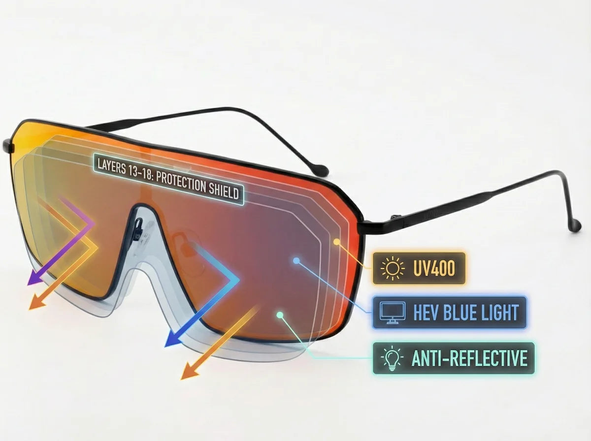 UV400, HEV Blue Light, and Anti-Reflective shields