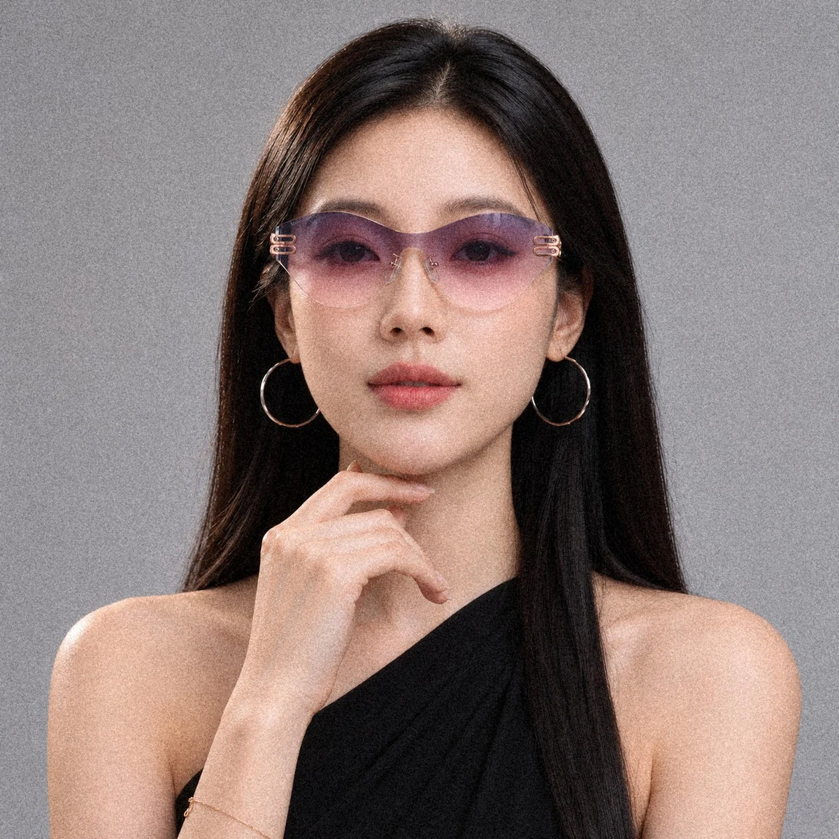 BAPORSSA Vanguard sunglasses in Blue-Pink Gradient, worn by a model, studio portrait