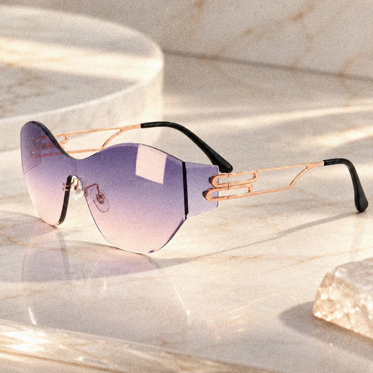 BAPORSSA Vanguard sunglasses in Blue-Pink Gradient on marble